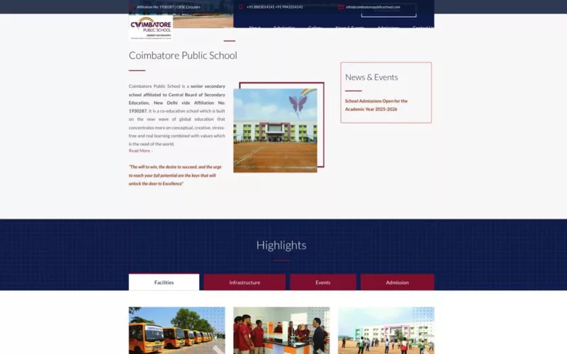Coimbatore Public School — website developed by Innovative Infotech