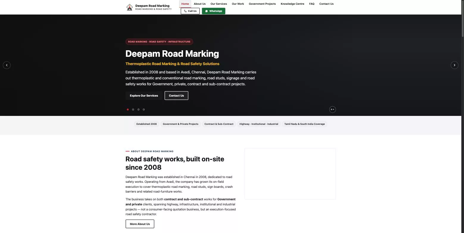 Deepam Road Marking — website developed by Innovative Infotech