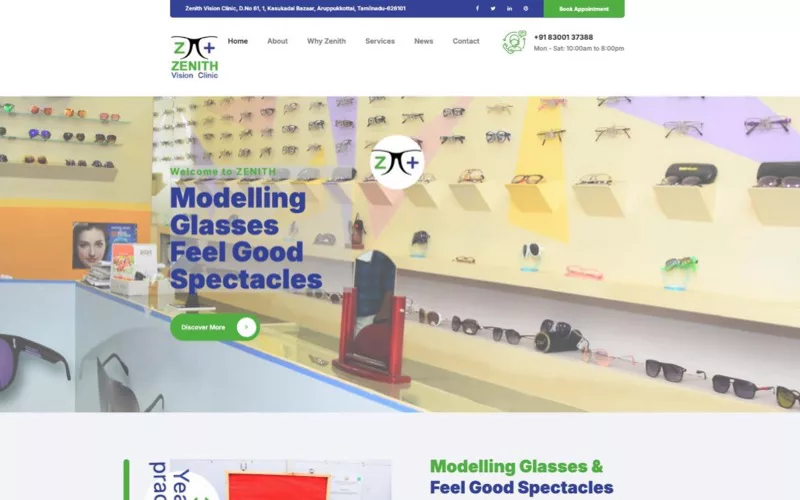 Zenith Eye Health — website developed by Innovative Infotech